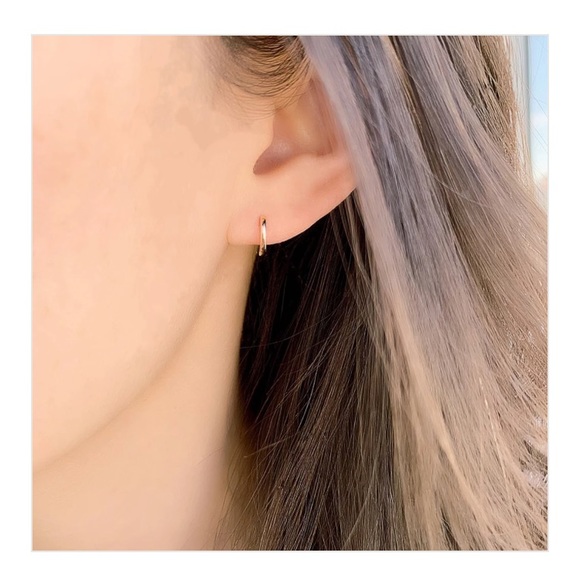 Liven Co High Polish White Gold Huggies - Picture 2 of 4